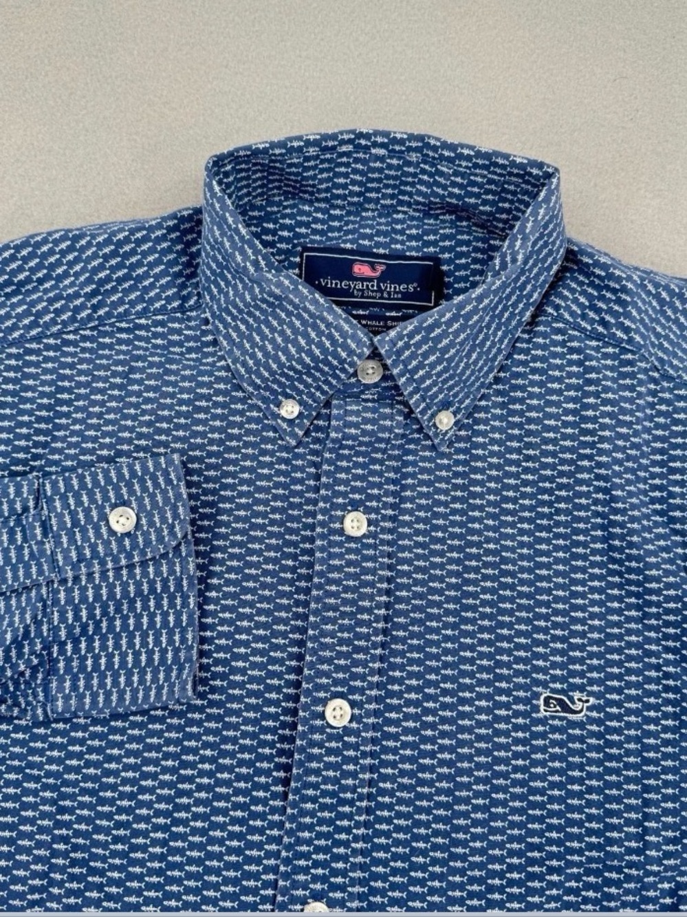 Vineyard Vines Navy Micro-Pattern Button-Down Shirt